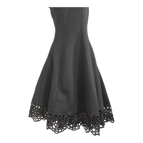 Donna Ricco black fit and flare v-neck embroidery‎ crochet hem cocktail dress - Picture 8 of 16